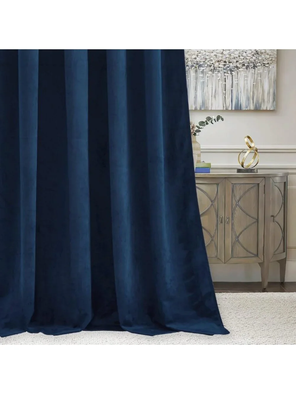 Luxury Navy Blue Velvet Blackout Curtains 96